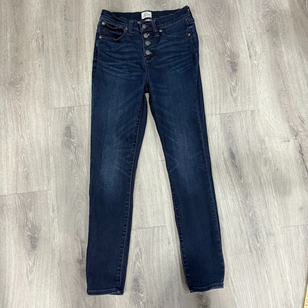 J.Crew Womens 26 9" Toothpick Mid Rise Skinny Jeans Dark Wash Button Fly
